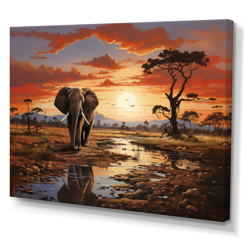 Faune d'Afrique, animaux d'Afrique sur toile, H 12 po x l 20 po x P 1 po, Toile tendue