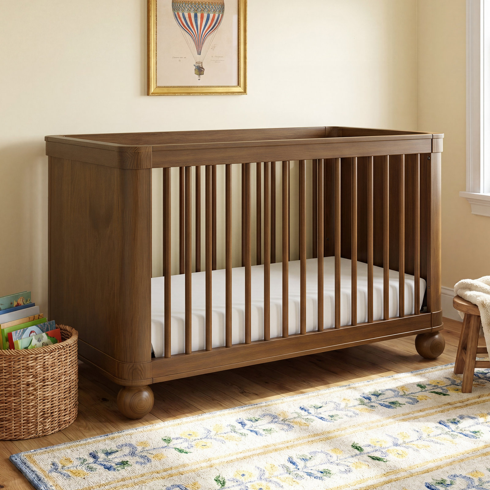 CROSBY Pine Convertible Crib, Natural Walnut