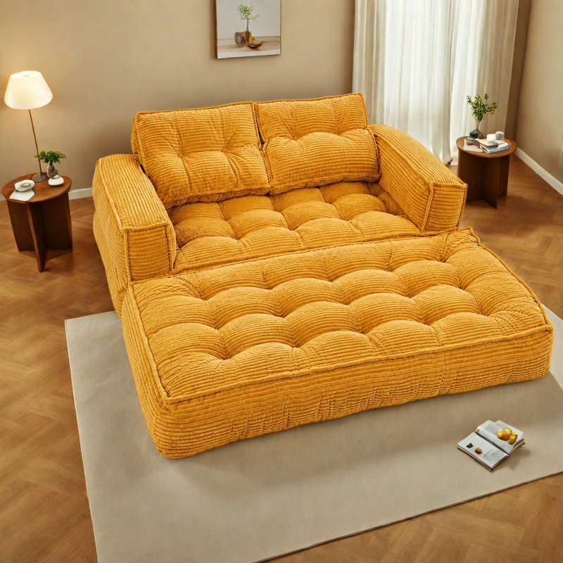 Canapés modulaires à compression, canapé en velours côtelé de 130 cm, canapé moderne pour la maison, Orange