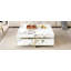 Table basse moderne carrée texturée en marbre avec 4 tiroirs et base suspendue, blanc, 43,3 po