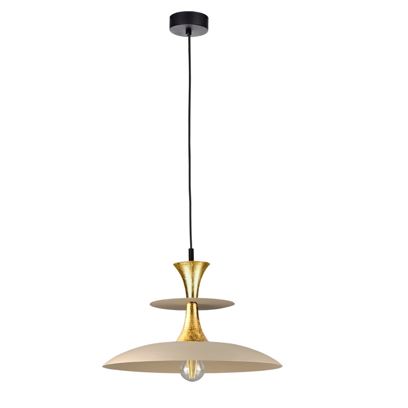 1 - Light Matte Black Dome Pendant, Latte/Gold