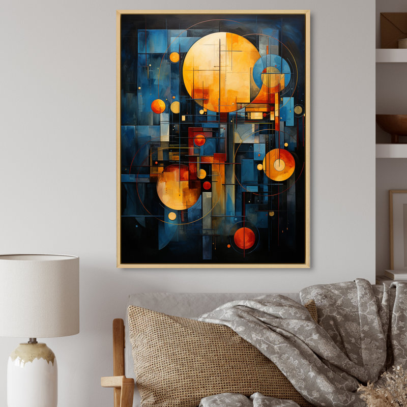 Jaune sarcelle astrologie alignement céleste II - impressions sur toile astrologie, Cadre naturel flottant