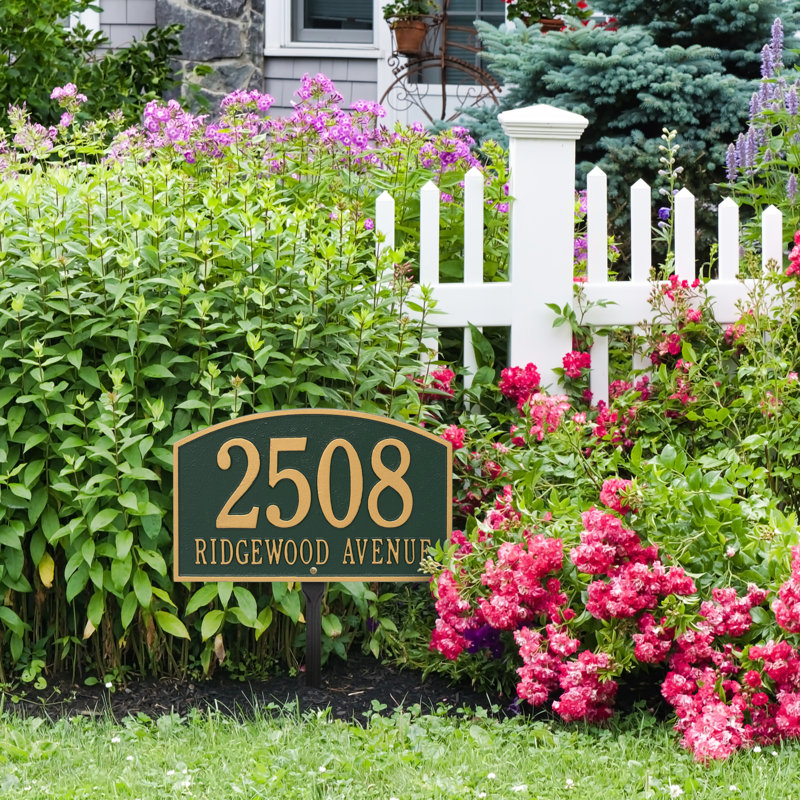Legacy 2-Line Lawn Address Sign, Green / Gold, Yes