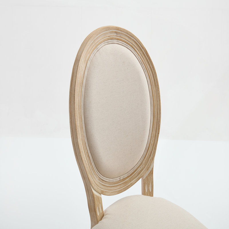 Ensemble de 2 chaises de salle à manger French Country, rembourrées avec dossier rond, tréfilées et sculptées, démontables pour une utilisation polyvalente, beige