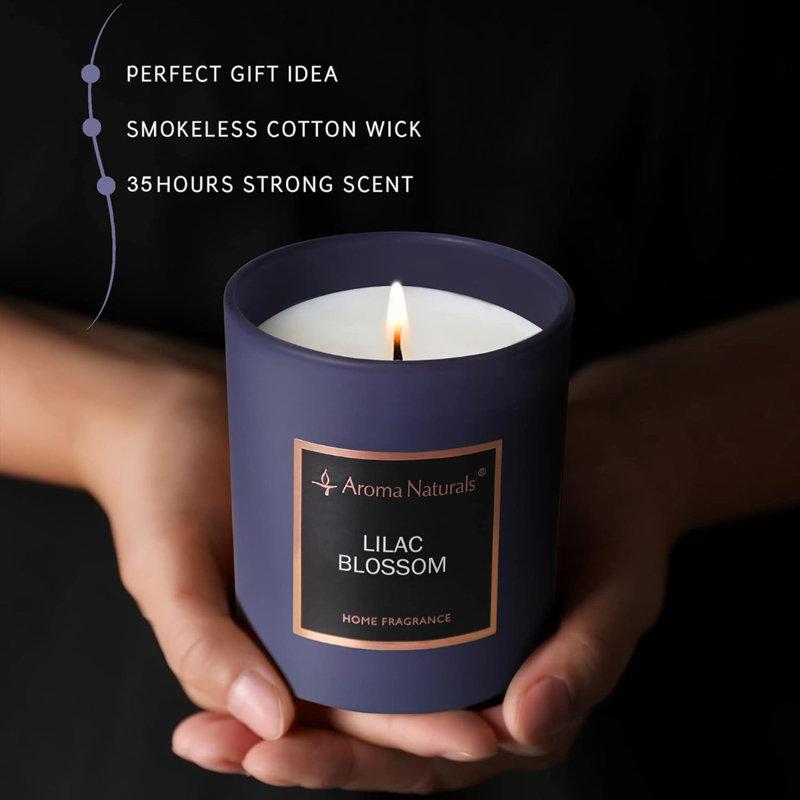 Lilac Blossom Scented Jar Candle with Glass Holder