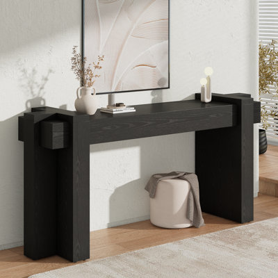 Modern Entryway Console Table, Geometric Minimalism Entrance Sofa Table, 70.9-Inch, for Entryway, Hallway, Living Room, Black