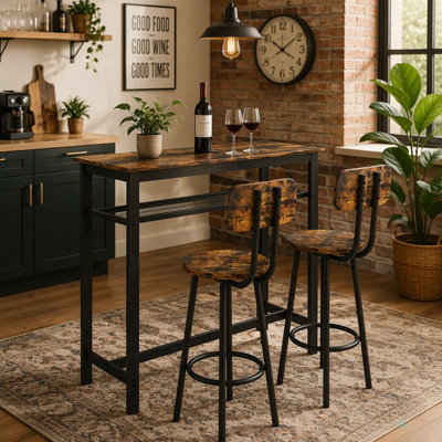 Bar table, equipped with 2 bar stools , with backrest and partition