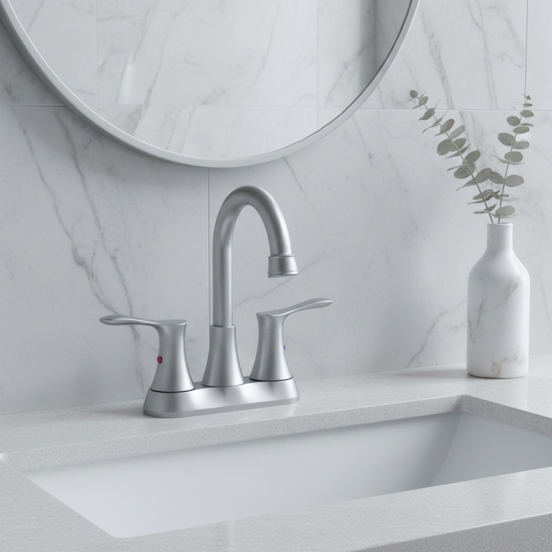 Double Handle Centerset Bathroom Faucet with Drain Assembly(Set of 2)