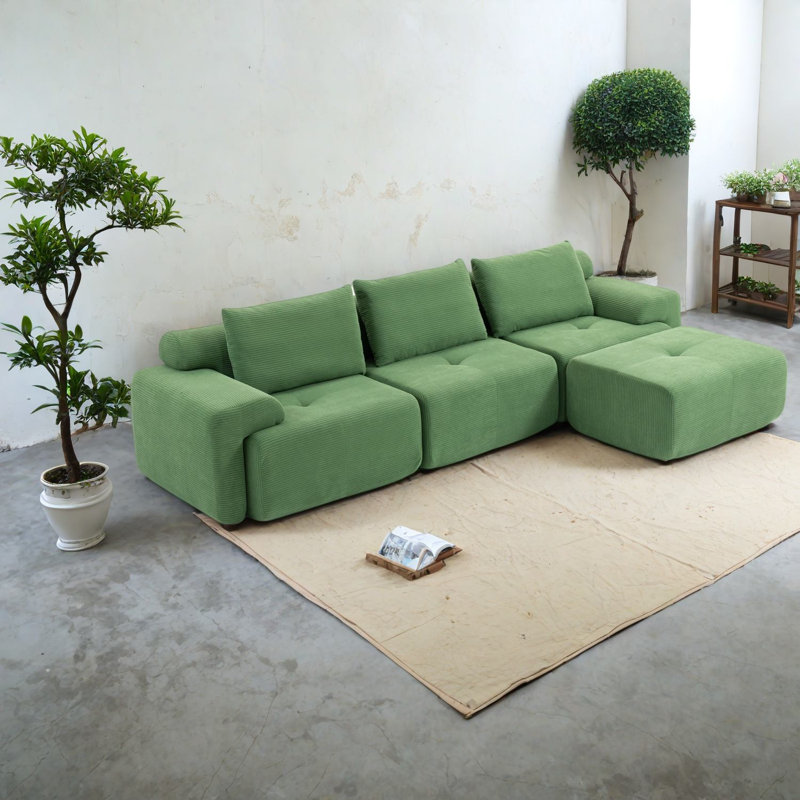 Modulaires sans assemblage avec mousse à mémoire de forme, structure en acier, vert moderne