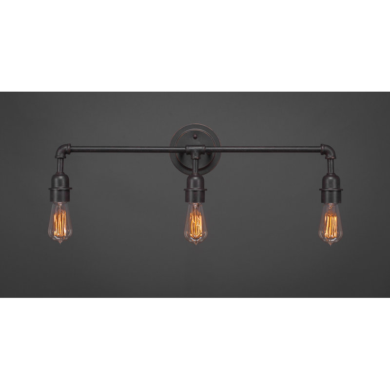 Eilif Vintage 3 Light Bath Bar with 60 watt Amber Antique Bulbs, Dark Granite