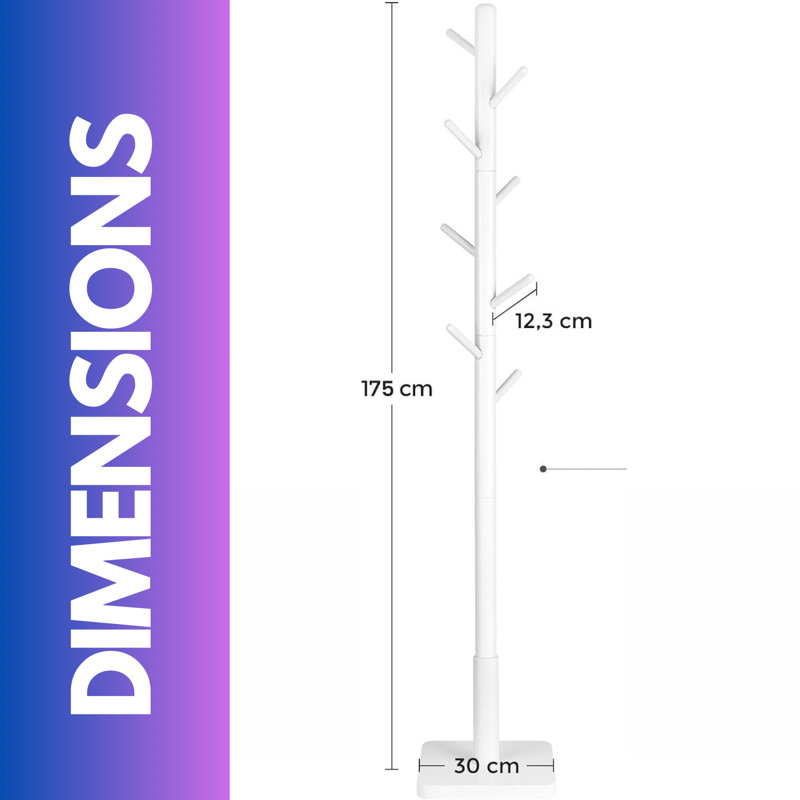 Freestanding 8 - Hook Coat Rack, Natural