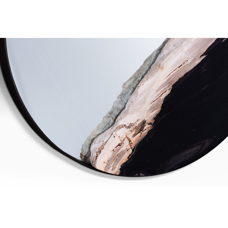 Evija Round Wall Mounted Mirror, 15.75"H x 15.75" W, Black