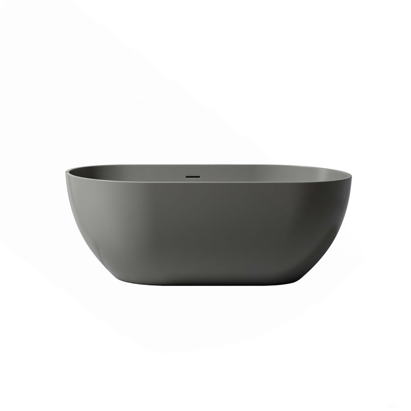 Baignoire de trempage à surface solide de 59 pouces - Baignoire profonde autoportante, Matte Gray