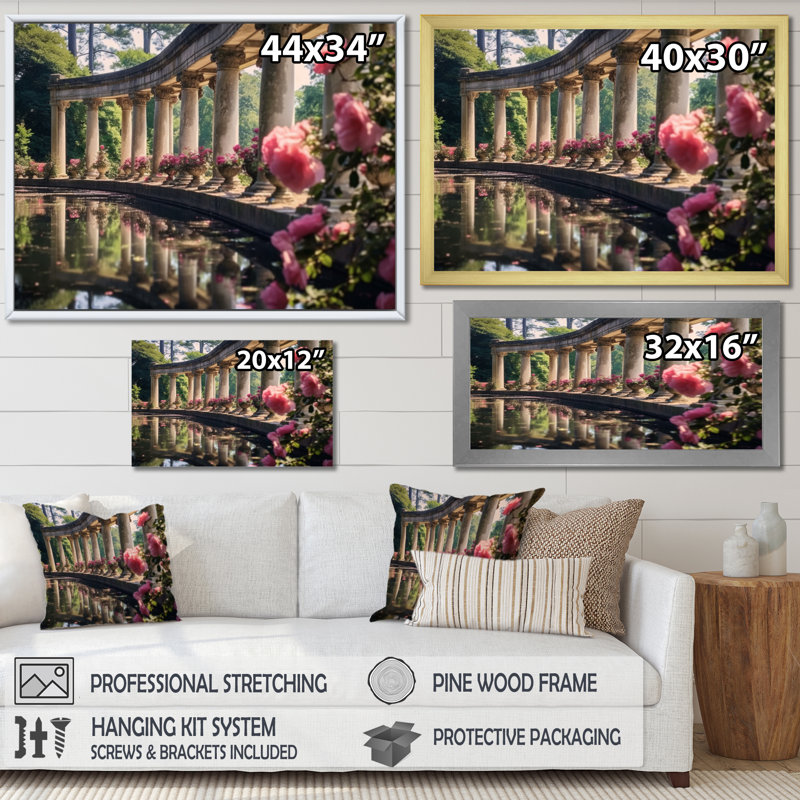 Floral Architecture Serene I - impression, H 16 po x l 32 po x P 1 po, Cadre flottant blanc