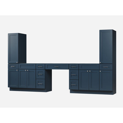 Disar 132'' Double Bathroom Vanity With Tall Linen Cabinet Dovetail Solid Wood Drawer Base Only