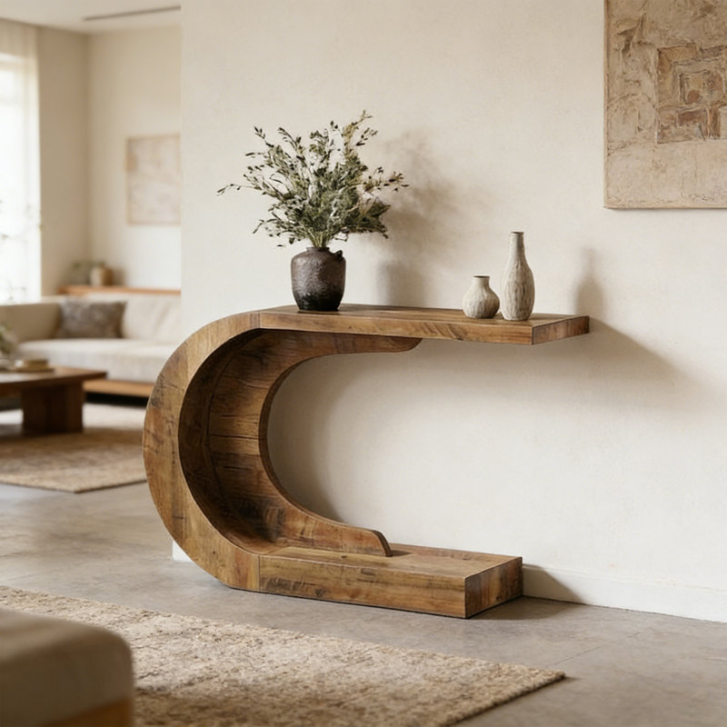 Console Modern Minimalist Art Design, H 31,5 po x l 55,12 po x P 13,78 po, Bois naturel