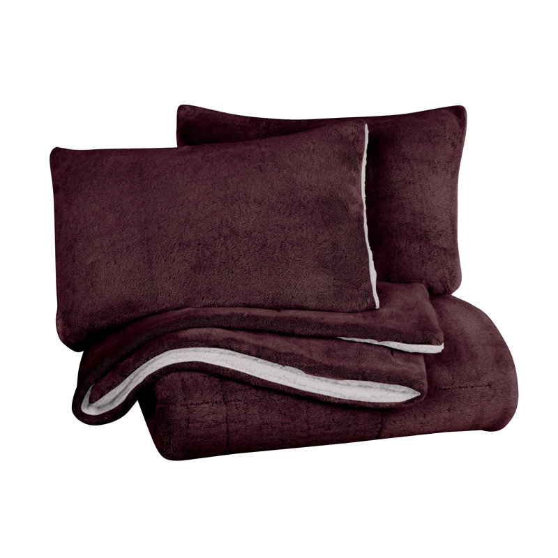 Microfibre Reversible Comforter Set, King/California King Comforter + 2 Pillowcases, Wine