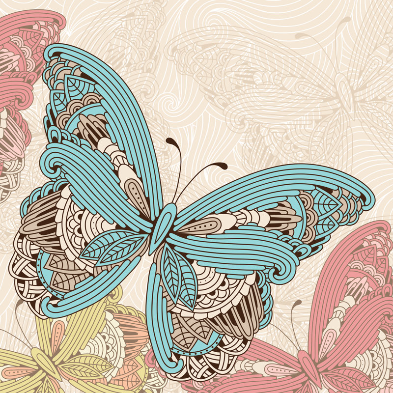 Feeley Butterflies by Meranna - Wrapped Canvas Print, 30cm H x 30cm W x 3.8cm D