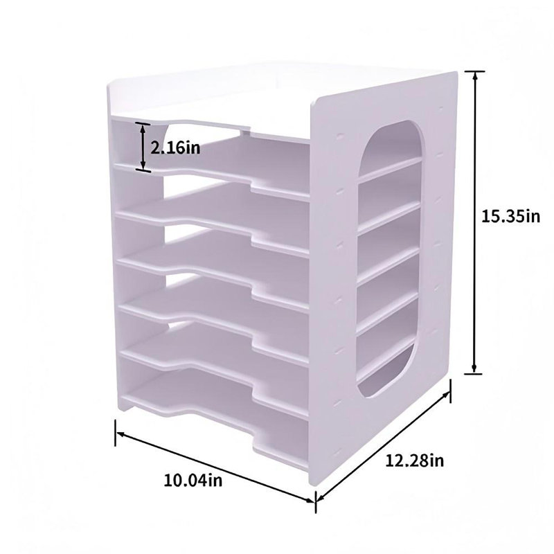 7 Tiers Paper Organizer For Desk Desktop White File Holder Office Desk Organizer Mail Letter Tray & Paper Sorter Document Notebooks Storage Rack