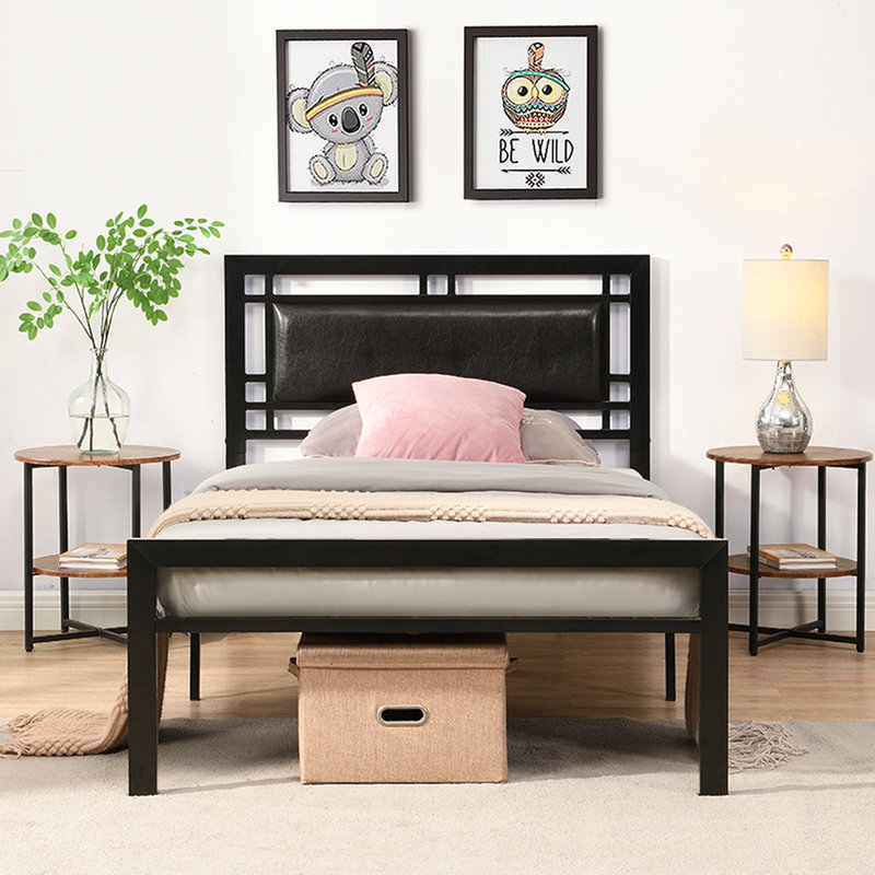 Lit simple en métal noir - stable, chambre silencieuse essentielle, caractéristique de confort,