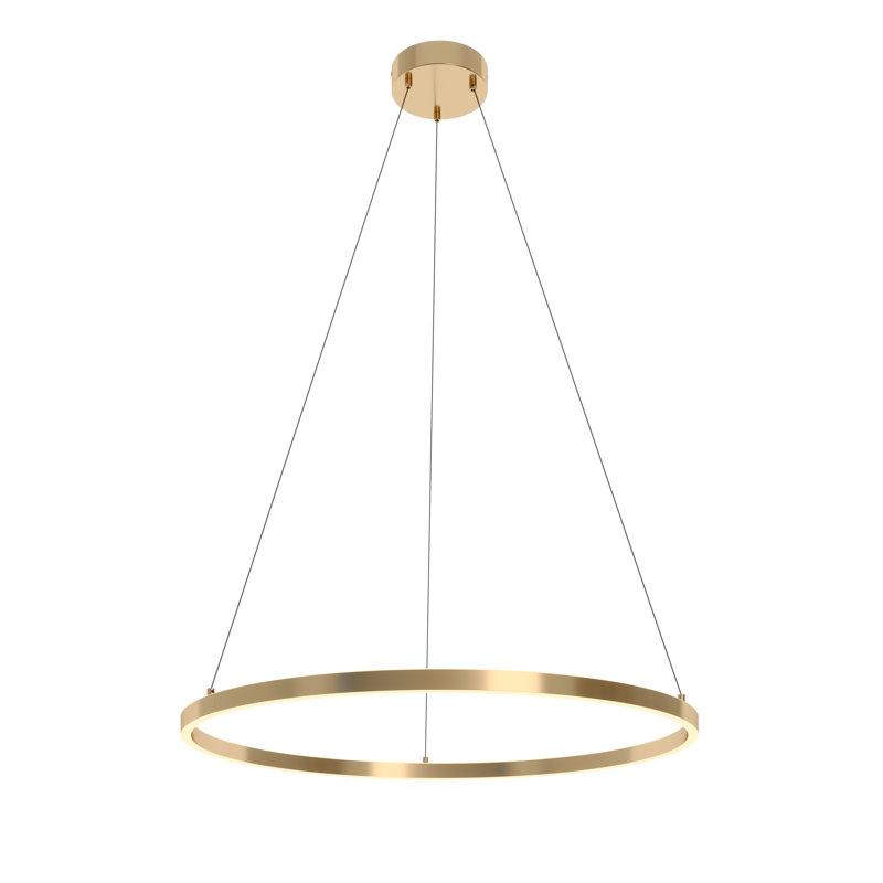 1 - Light LED Pendant with Accents, Satin Brass, 1.42" H x 35.57" W x 35.57" D