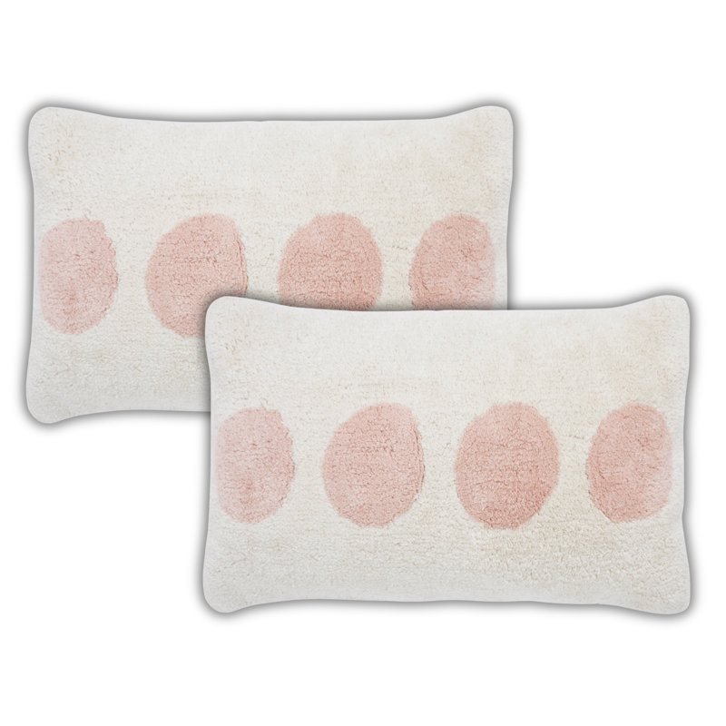 Housses de coussin rectangulaires en coton touffeté à pois, Rectangle H 14 po x l 24 po, Rose