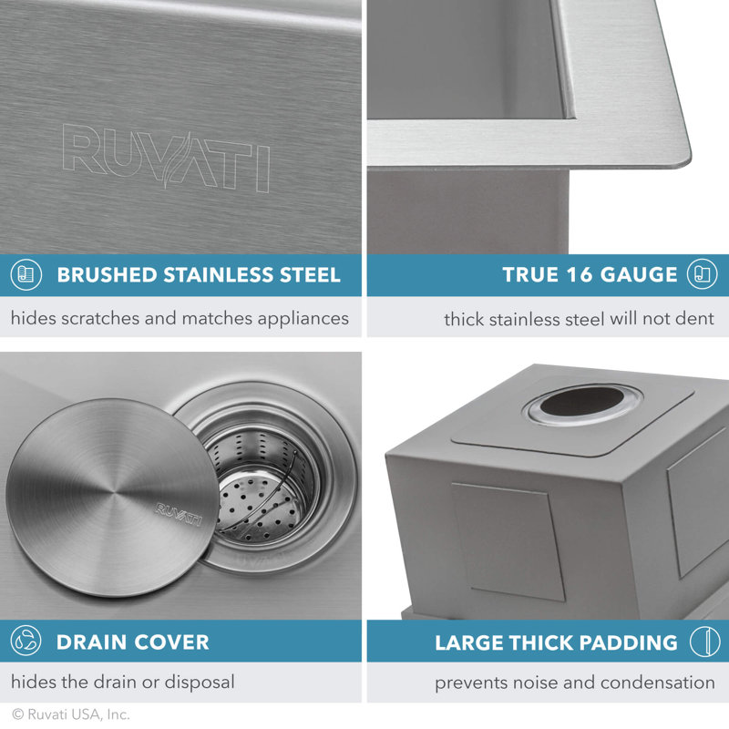 30" L x 19" W Undermount Kitchen Sink with Accessories, 19" L x 18" W
