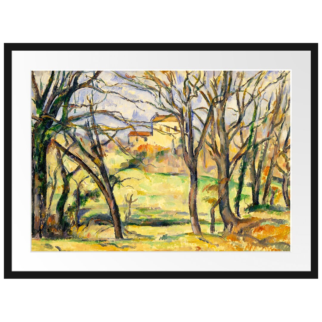 Gerahmter Kunstdruck Trees and Houses near the Jas De Bouff von Paul Cezanne