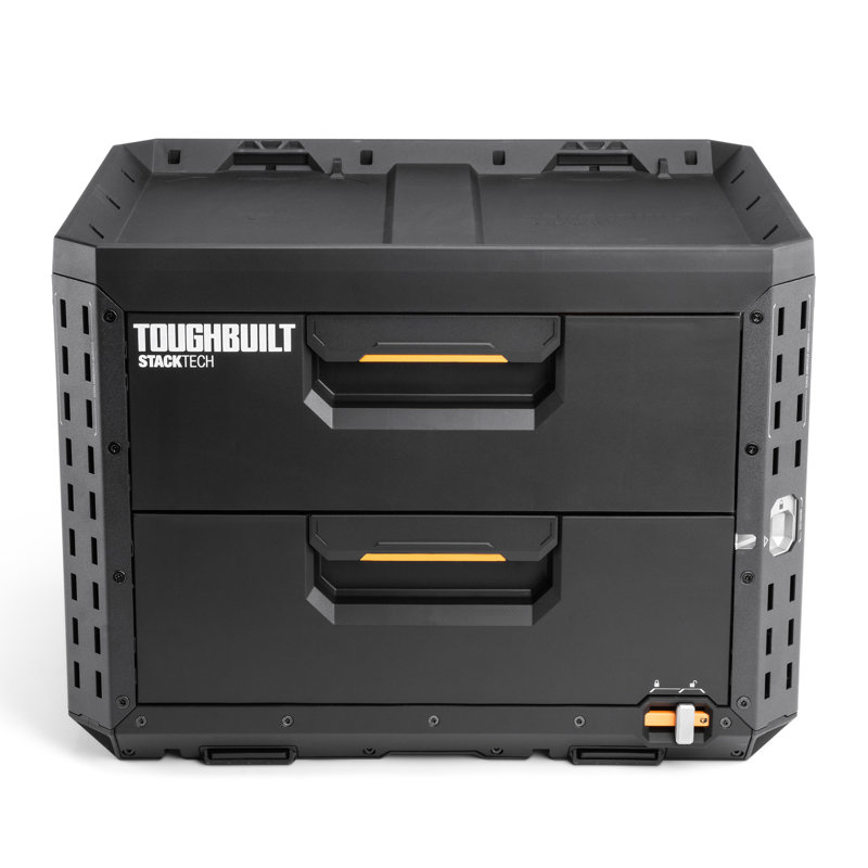 Boîte de rangement verrouillable à 2 tiroirs, outil de rangement en plastique et organiseur d'engrenages ToughBuilt StackTech