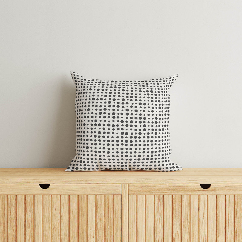 Coussin décoratif à pois assortis, Ivoire / gris anthracite, H 18 po x l 18 po
