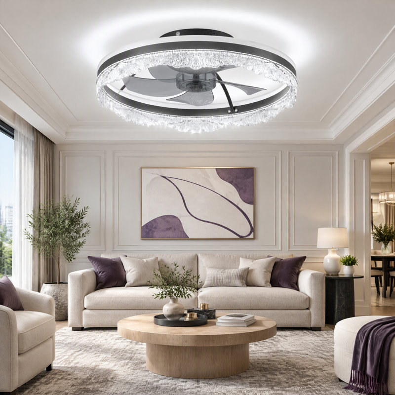 Ventilateur de plafond moderne avec lumières DEL orientables vers le haut et vers le bas à intensité variable avec télécommande