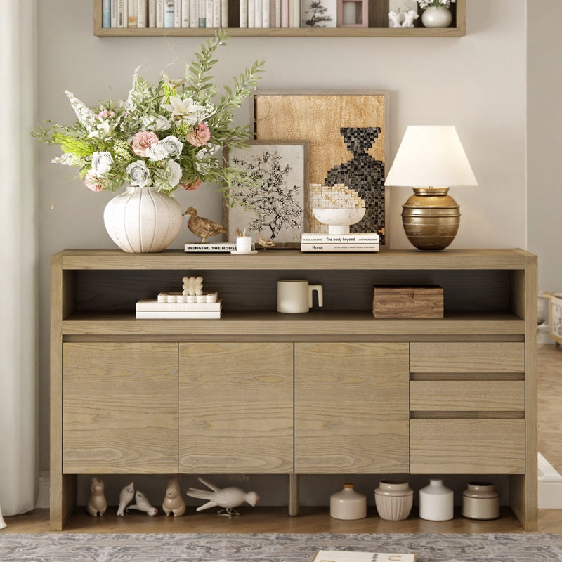 Modern Large Storage Cabinet, Natural