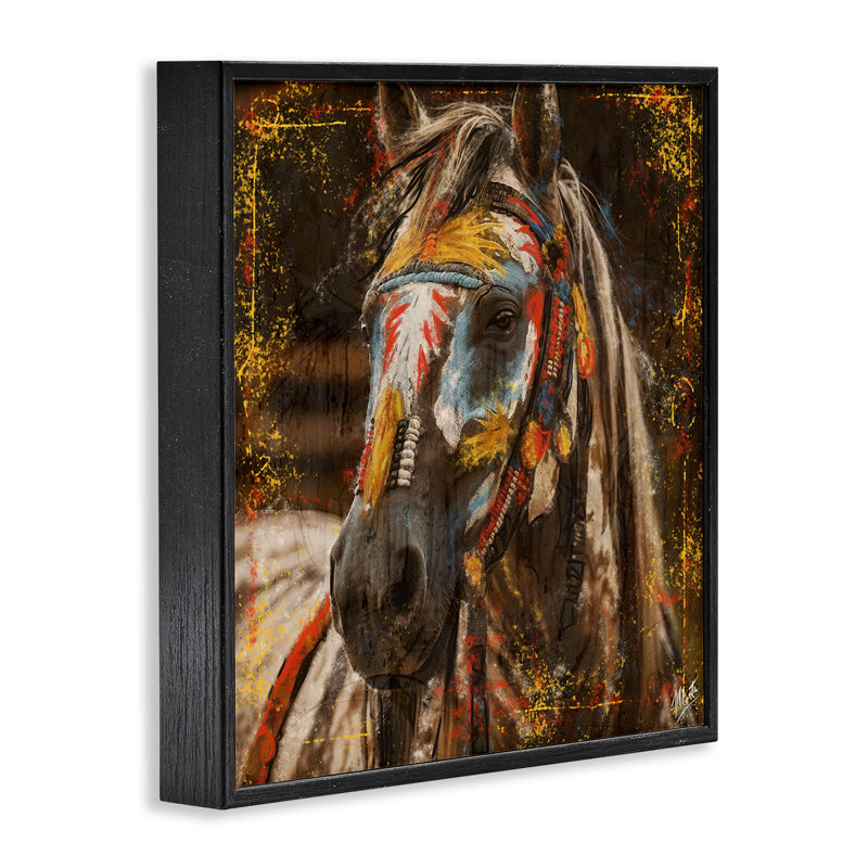Art à giclée encadrée à motif de cheval par Marta Wiley, H 12 po x l 12 po, Giclée encadrée noir minuit