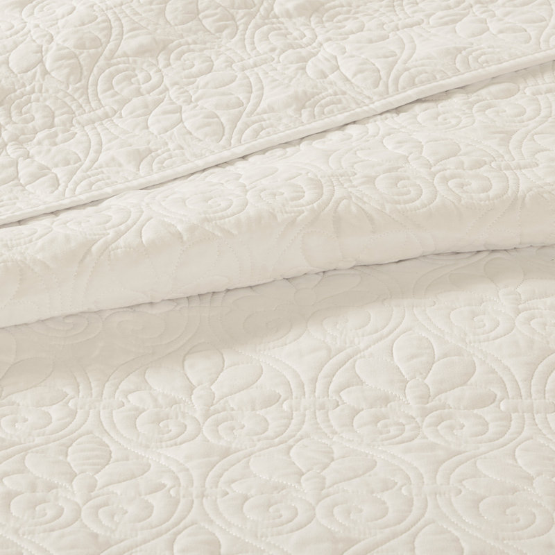 Couvre-lit réversible crème pour lit simple - Convient aux matelas épais - Coton prélavé - Garnissage pour un confort optimal - Comprend 2 taies d'oreiller élégantes - Grande taille - Texture douce - Design attrayant