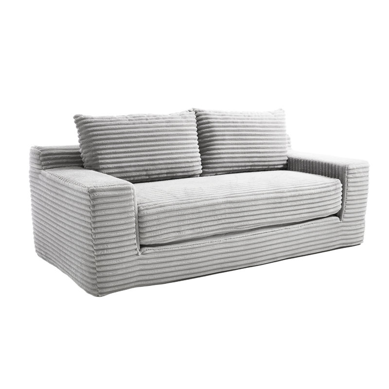 2 Grey With Convertible Function, Memory Foam, Steel Frame, Corduroy Fabric, No Assembly, Great For Home Relaxing And Guest Accommodation Small Spaces