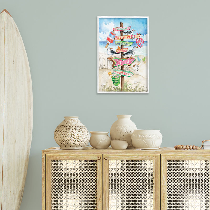 «Seaside Rules Signs», art de la giclée encadrée par Ronnie Rooney, H 24 po x l 16 po