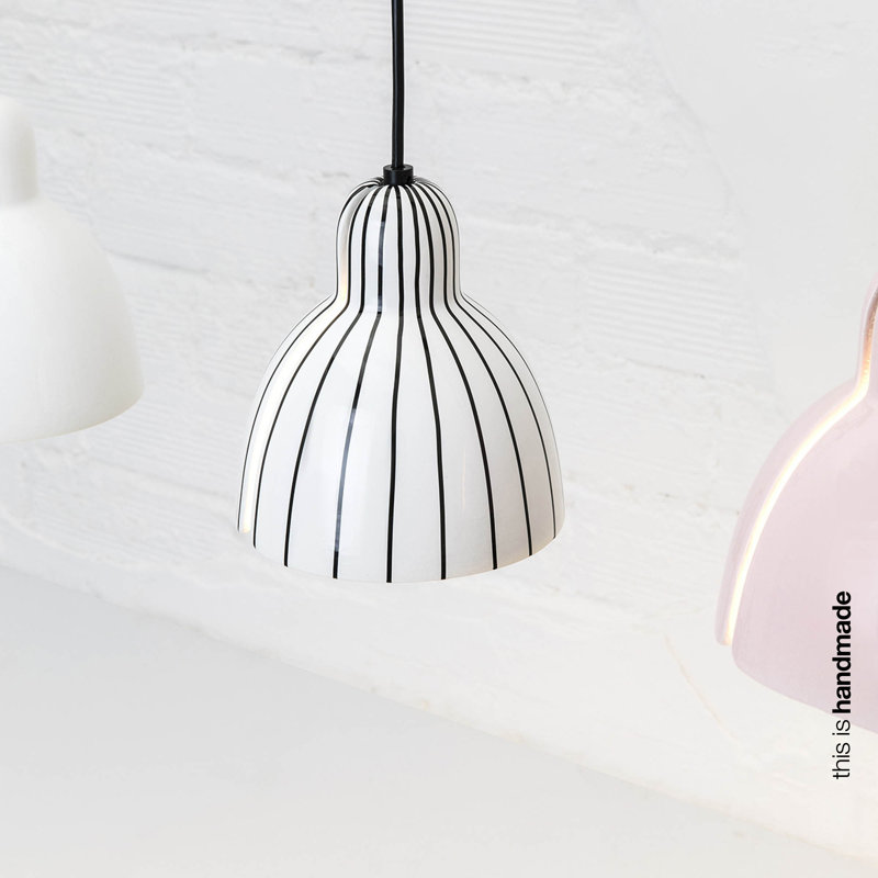 Venice 200 Stripes Pendant, 7.75" H x 76.3" W x 6.3" D, White/Gloss Black