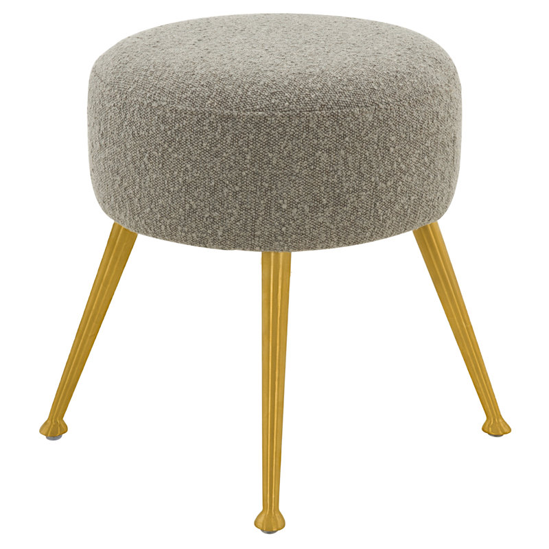 Loranzo 19.7" Wide Round Standard Ottoman, Light Gray