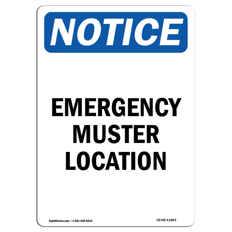 Emergency Muster Location Sign, 18" H x 12" W x 0.1" D