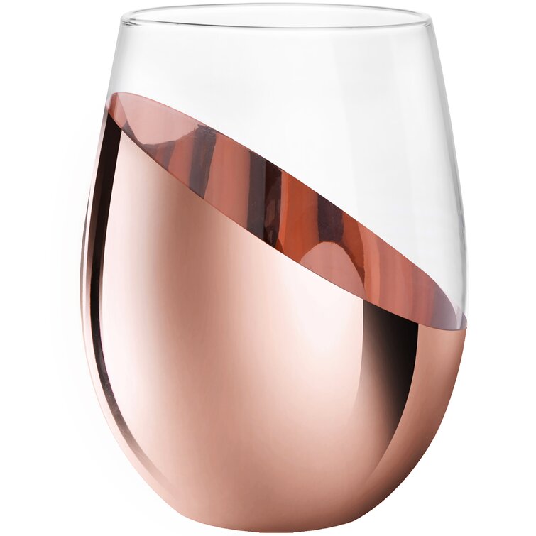 Modern 20 oz Copper-Toned Stemmed Wine Glasses, Set of 4
