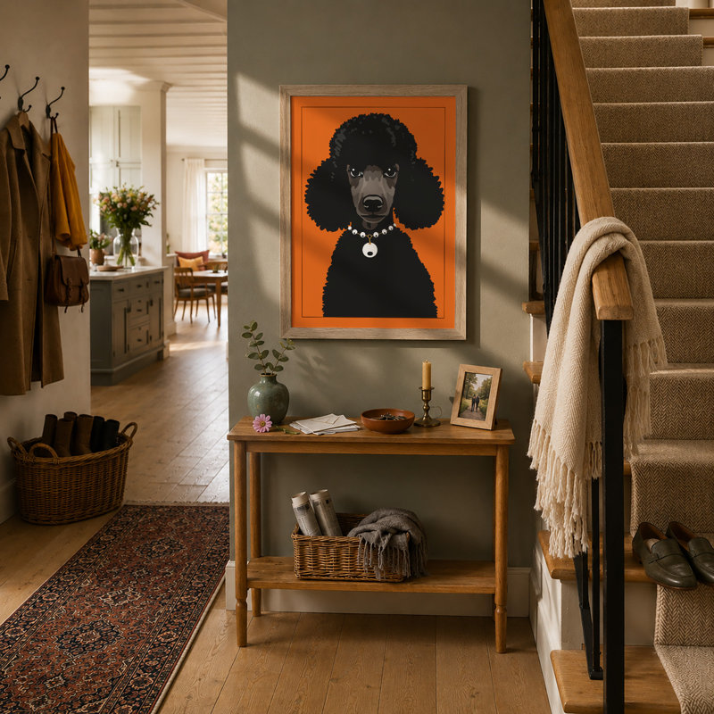 Fashionable Poodle Modern - Framed Print, Oak, A3 - 42.0 x 29.7 cm