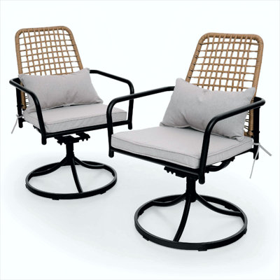 Outdoor Swivel Dining Chairs With Cushion (Set Of 2) by Bayou Breeze