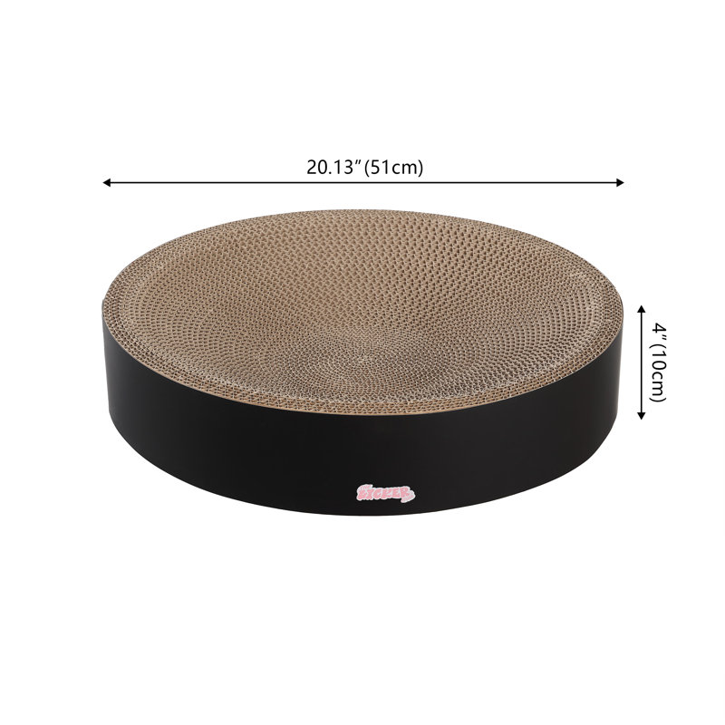 Nelson 20.13" Modern Cardboard Round Bowl Cat Scratcher with Catnip, Black