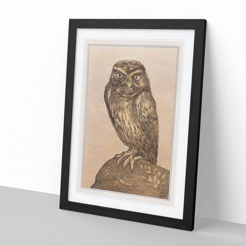 Little Owl by Theo Van Hoytema - Picture Frame Painting, 65cm H x 48cm W x 2cm D, Black Framed