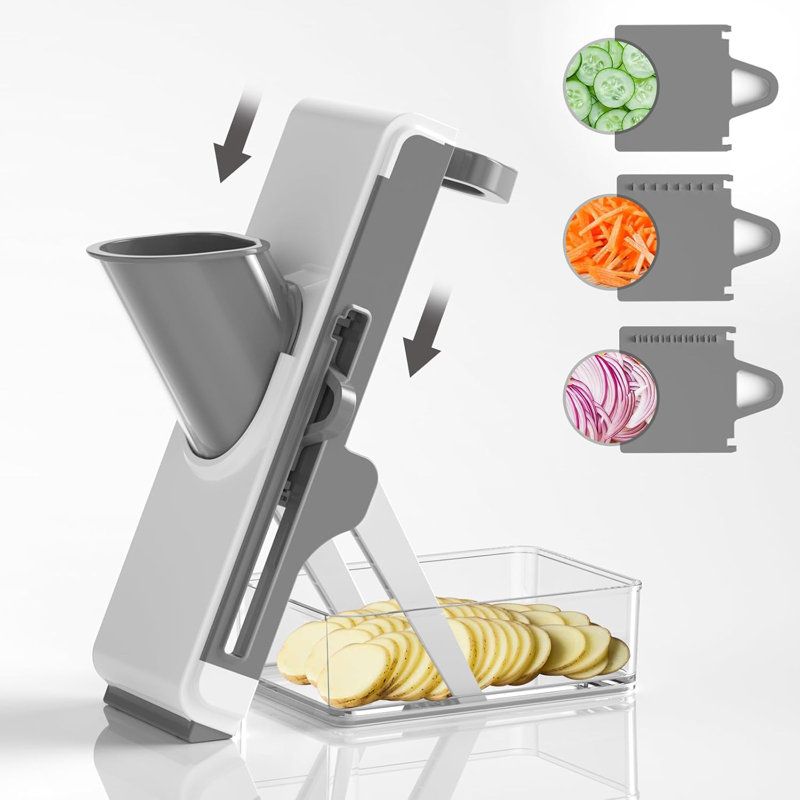 Safe Mandoline For Kitchen, Kitchen Vegetable Slicer, Gray/White