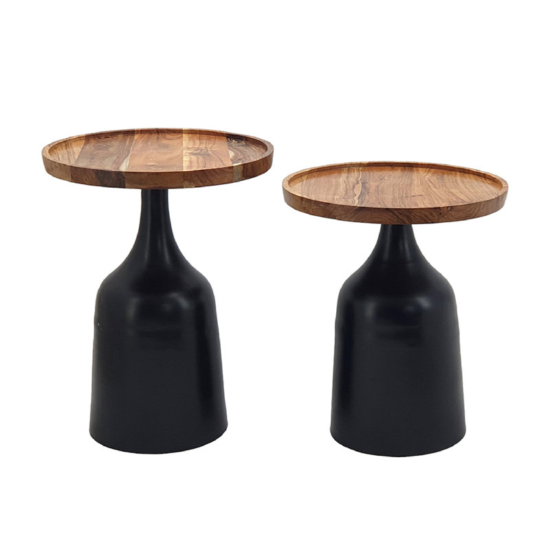 Chrystian Solid Wood Top End Table Set
