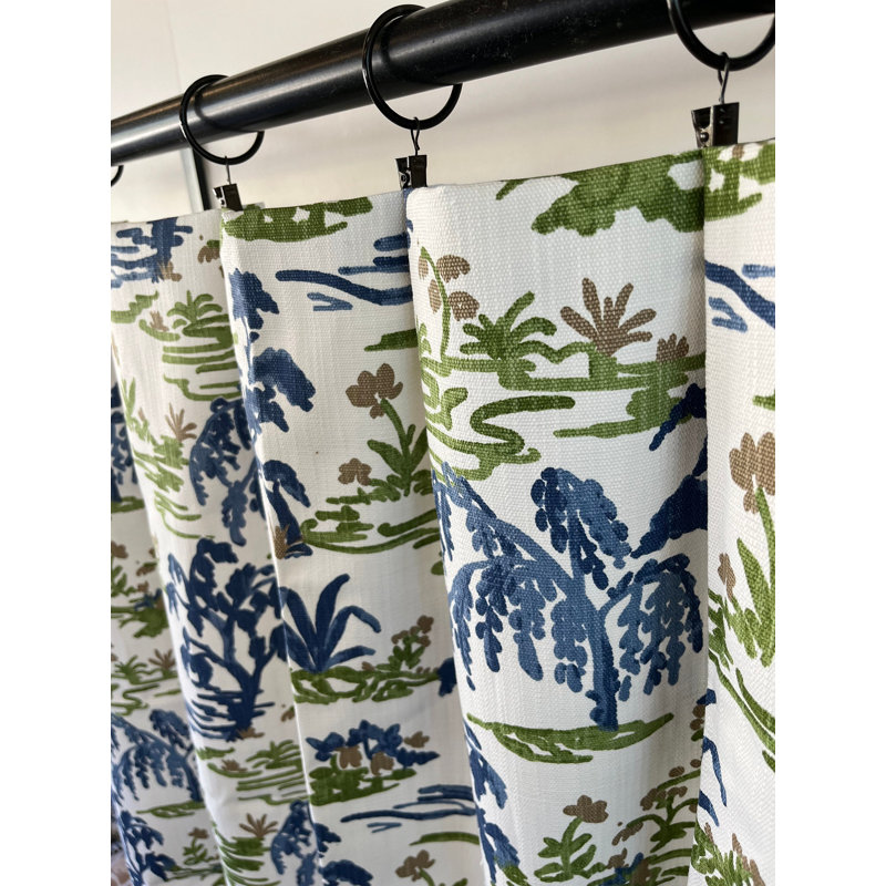 Rideaux en lin vert et bleu, L 50 po x L 90 po