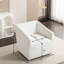 Fauteuil pivotant à 360 ° avec revêtement en chenille - pour la chambre à coucher, revêtement de bureau pivotant moderne, fabrication stable, couleur blanc de la salle d'étude, ton bois brun, carré