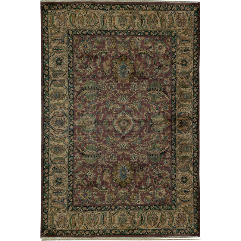 Tapis vin et or noué à la main de haute qualité