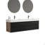 Meuble-lavabo de 72 po (36 po * 2) avec lavabo à surface solide d'ingénierie noir mat et tiroirs noirs doux, meuble-lavabo mural flottant, lavabo une pièce blanc brillant, KD